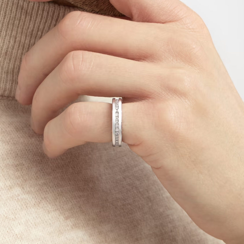 BVLGARI ZERO 1 ONE-BAND PAVED DIAMONDS ON THE SPIRAL RING