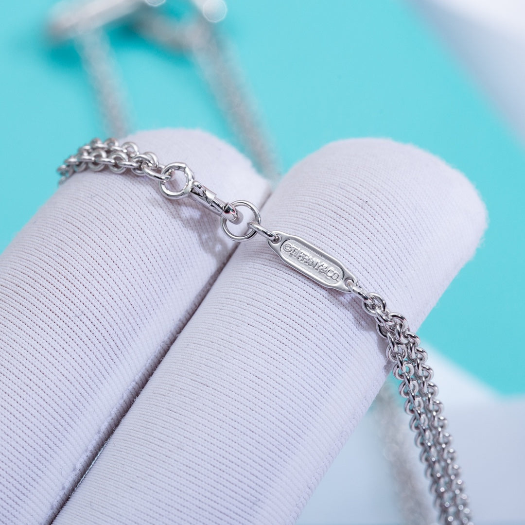 TIFFANY HARDWEAR DOUBLE LINK PEDANT SILVER NECKLACE