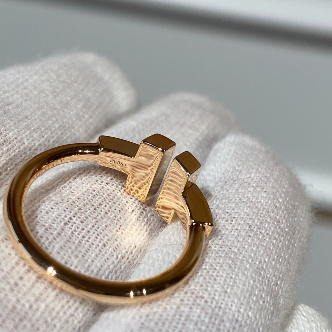 TIFFANY T WIRE MOP DIAMOND RING PINK GOLD