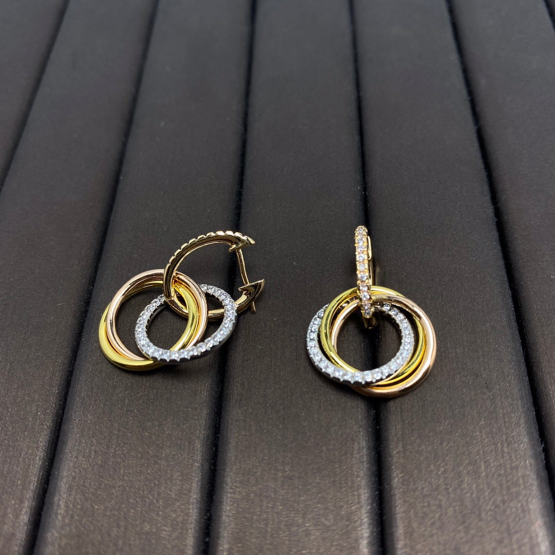TIFFANY TRINITY EARRINGS GOLD DIAMOND