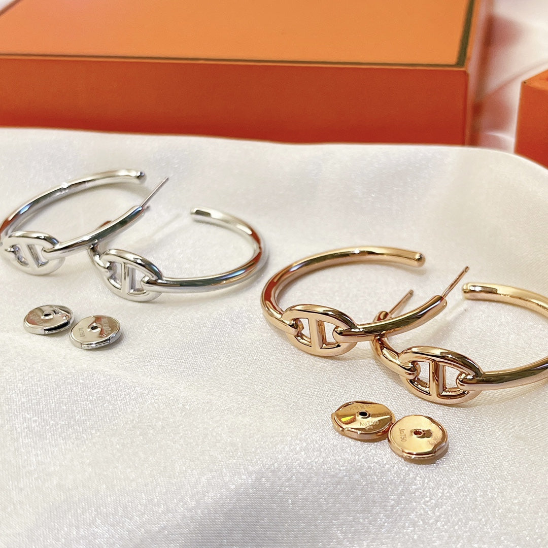 HERMES ENCHAINE HOOP EARRINGS