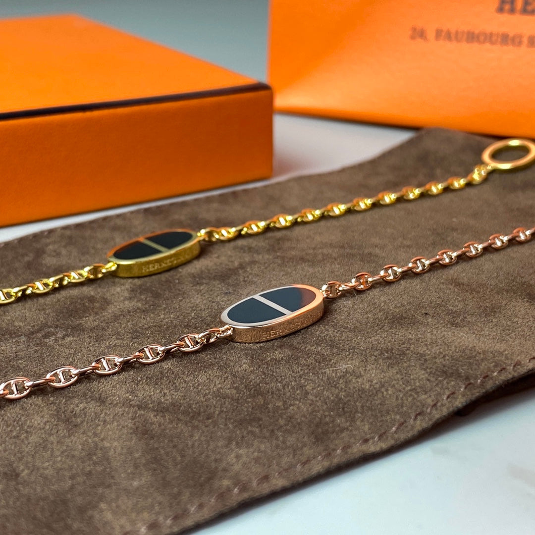 HERMES CHAINE BLACK CERAMIC BRACELET