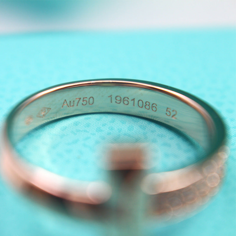 TIFFANY T1 NARROW DIAMOND PINK GOLD RING