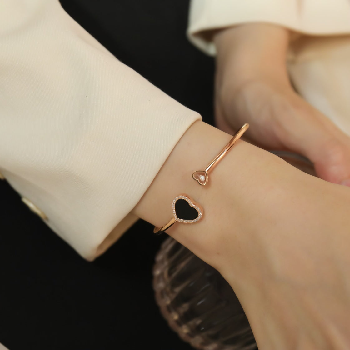 CHOPARD HAPPY HEART BRACELET PINK GOLD DIAMOND