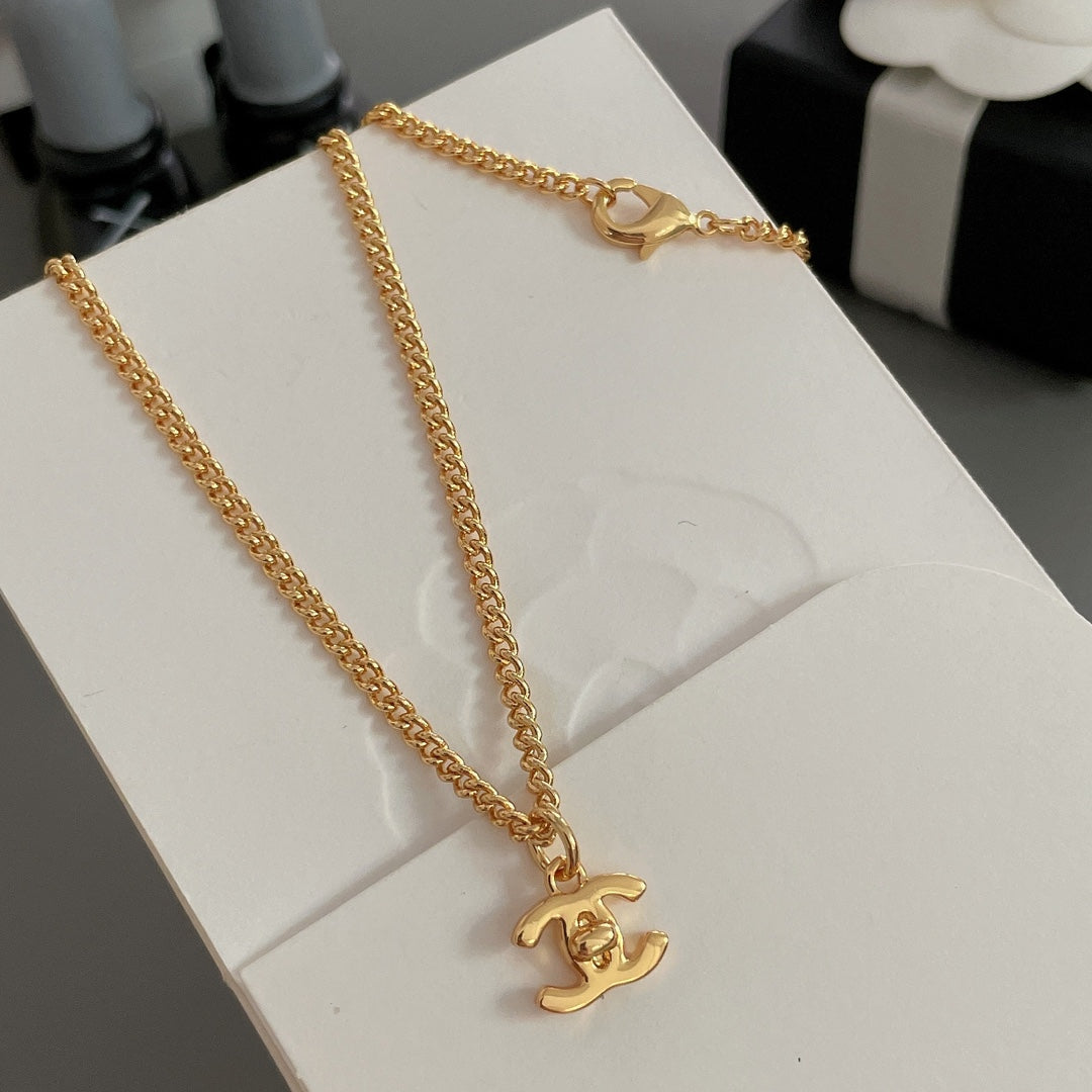 Chanel Lock Gold Chain Necklace