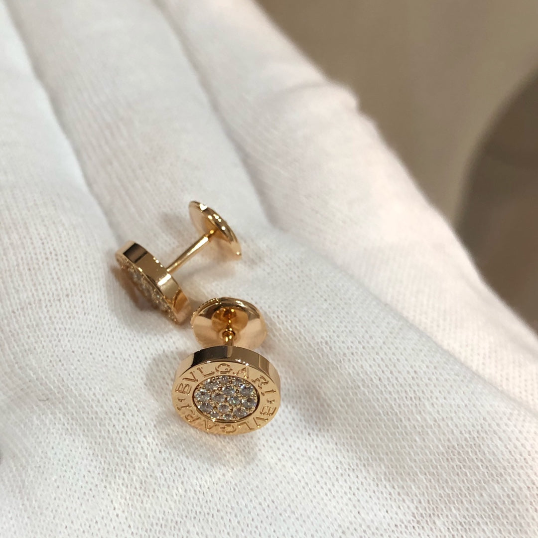 BVLGARI BVL EARRINGS CLUSTER PINK GOLD DIAMOND
