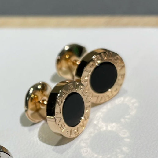 BVLGARI BVL EARRINGS CLUSTER BLACK GOLD PINK
