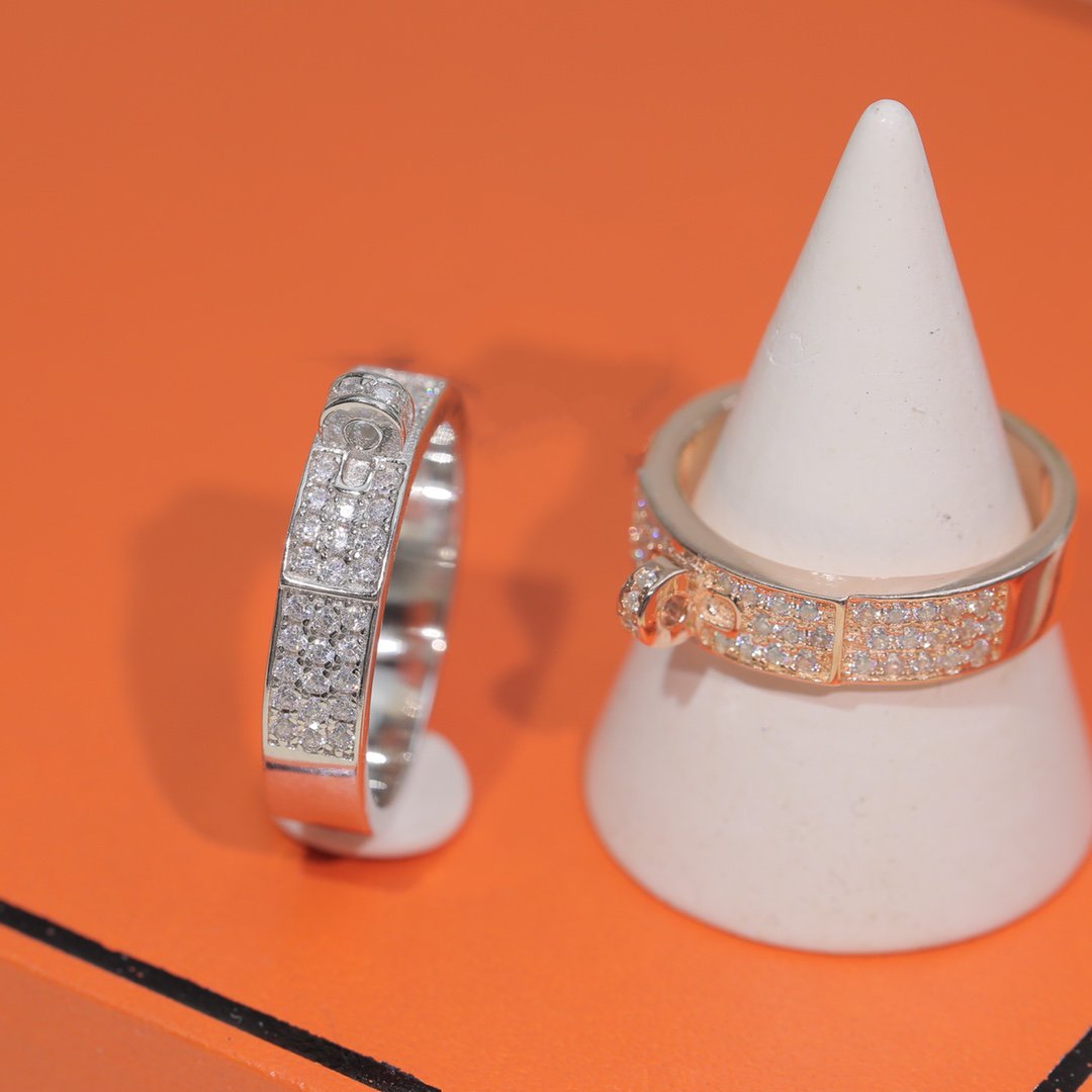 HERMES KELLY SILVER DIAMOND RING