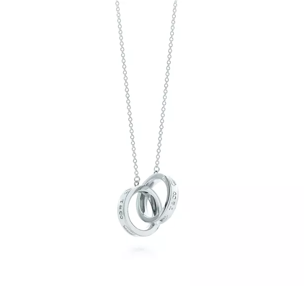 TIFFANY NECKLACE FEMALE DOUBLE RING DOUBLE CIRCLE COUPLE PENDANT