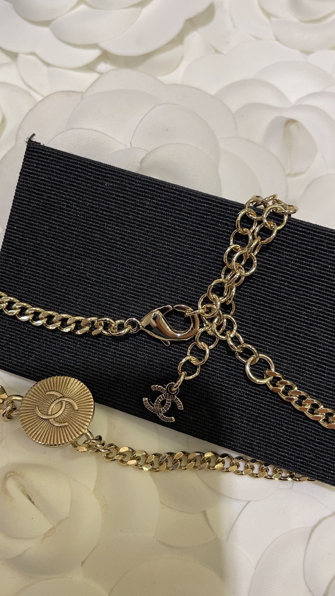 Chanel Double C Onyx Necklace Gold Diamond