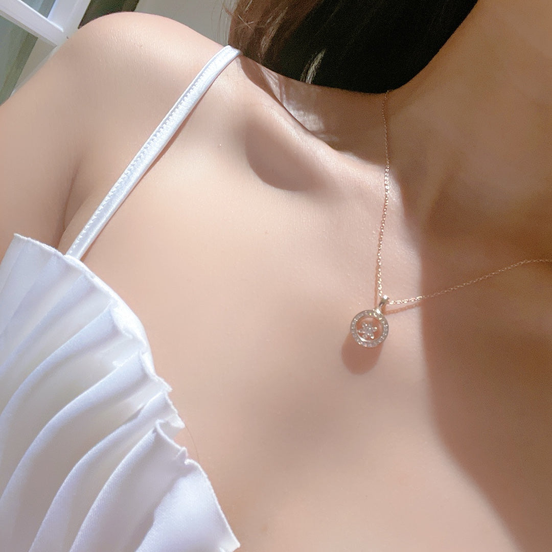 CHOPARD HAPPY HEART PEDANT DIAMOND PINK GOLD NECKLACE