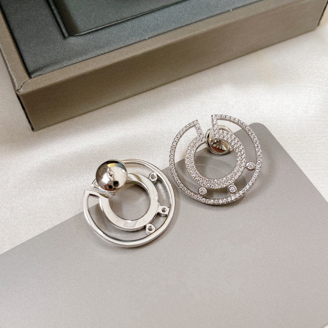 MESSIKA CREOLES MOVE ROMANE PAVED SILVER DIAMOND EARRINGS