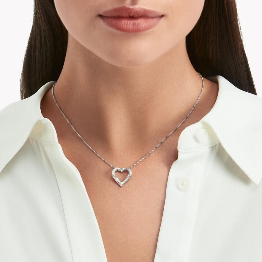GRAFF SPIRAL HEART SILHOUETTE PAVED SILVER DIAMOND NECKLACE