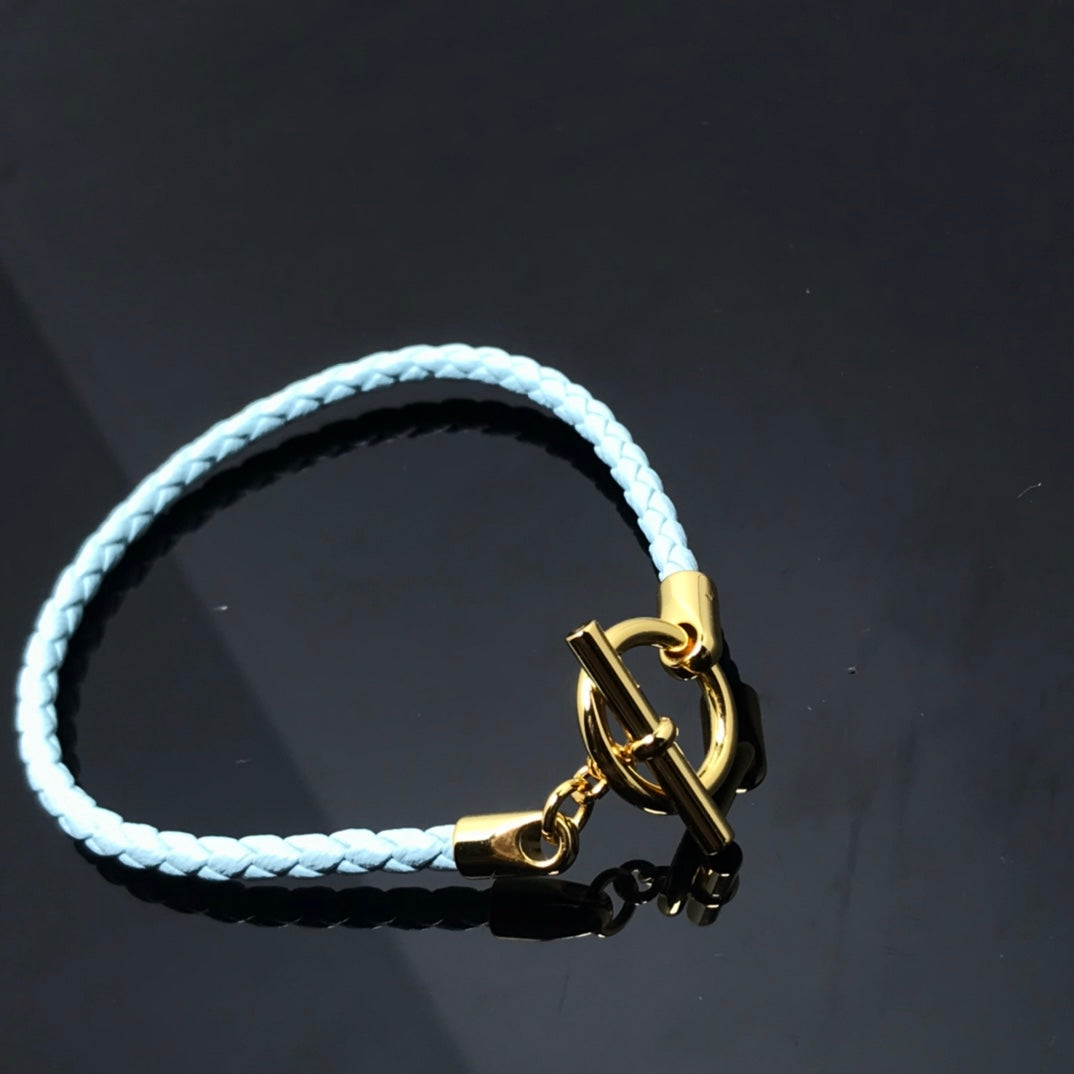 HERMES HM LEATHER ROPE BRACELET PIG NOSE