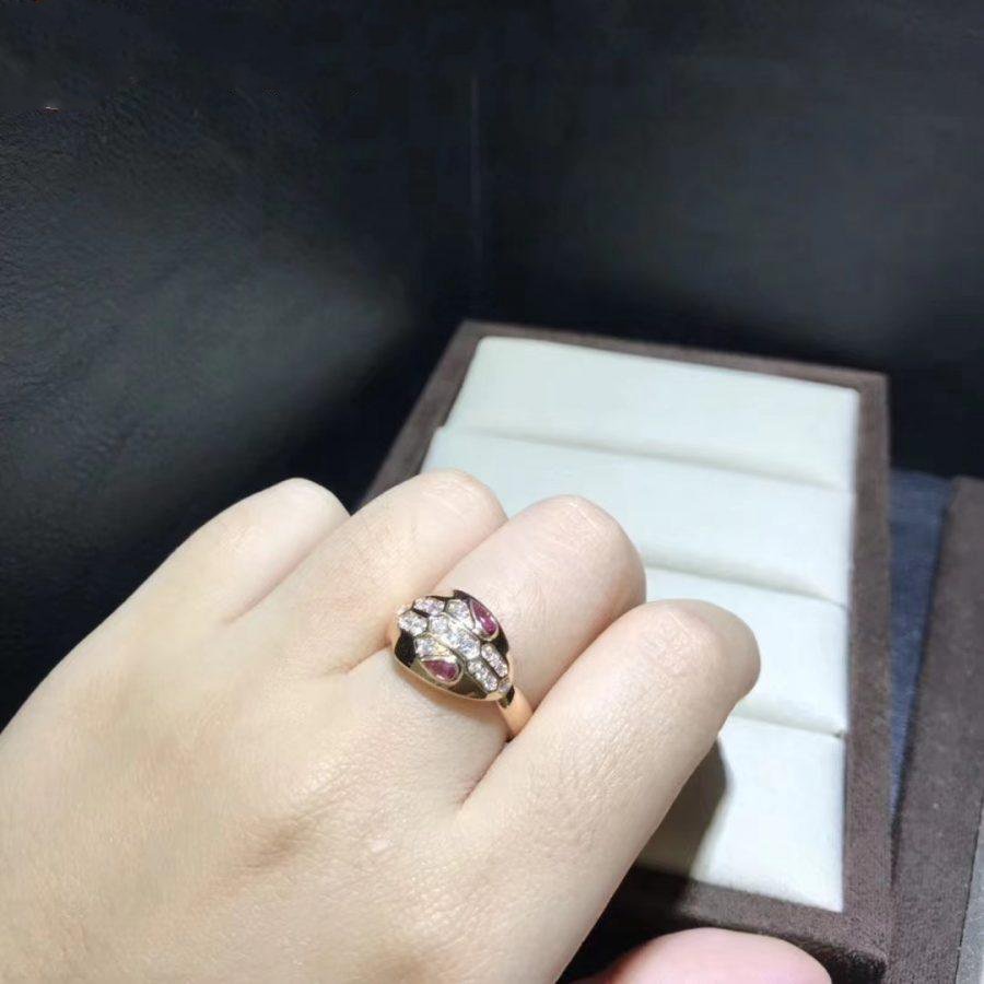 BVLGARI SERPENTI RING SNAKE PINK PINK GOLD DIAMOND