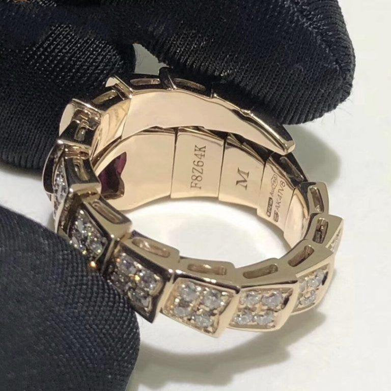 BVLGARI SERPENTI RING PINK GOLD DIAMOND PINK