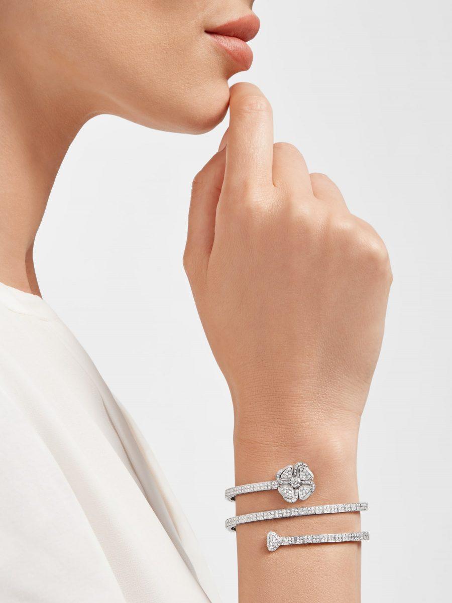BVLGARI FIOREVER BRACELET SILVER DIAMOND DOUBLE ROW