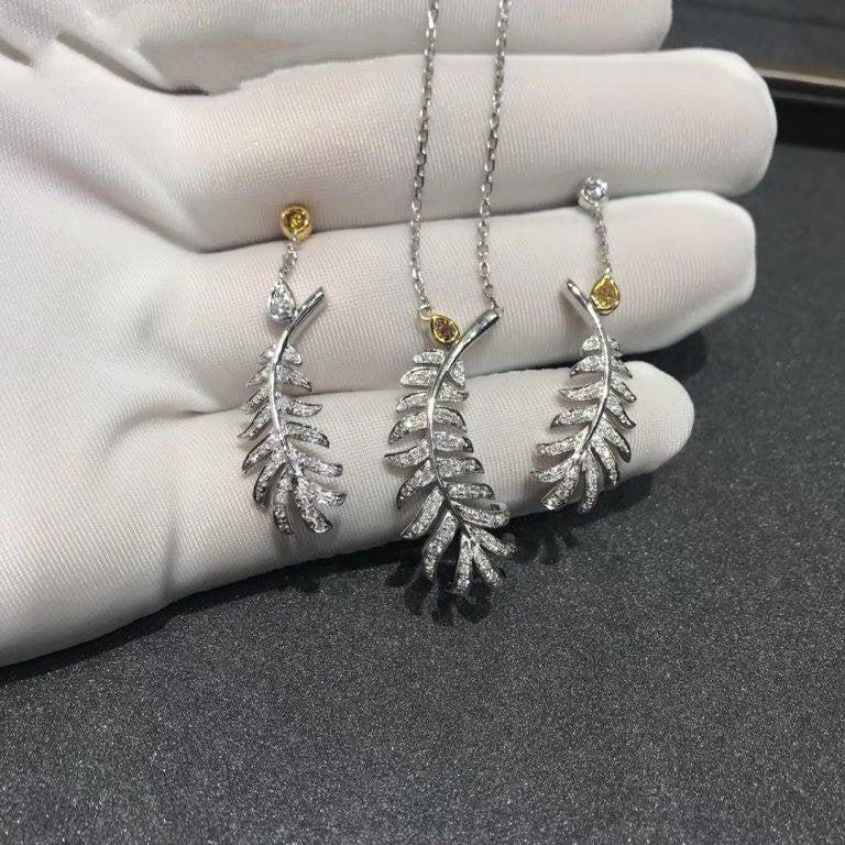Plume De Chanel Earrings Silver Diamond