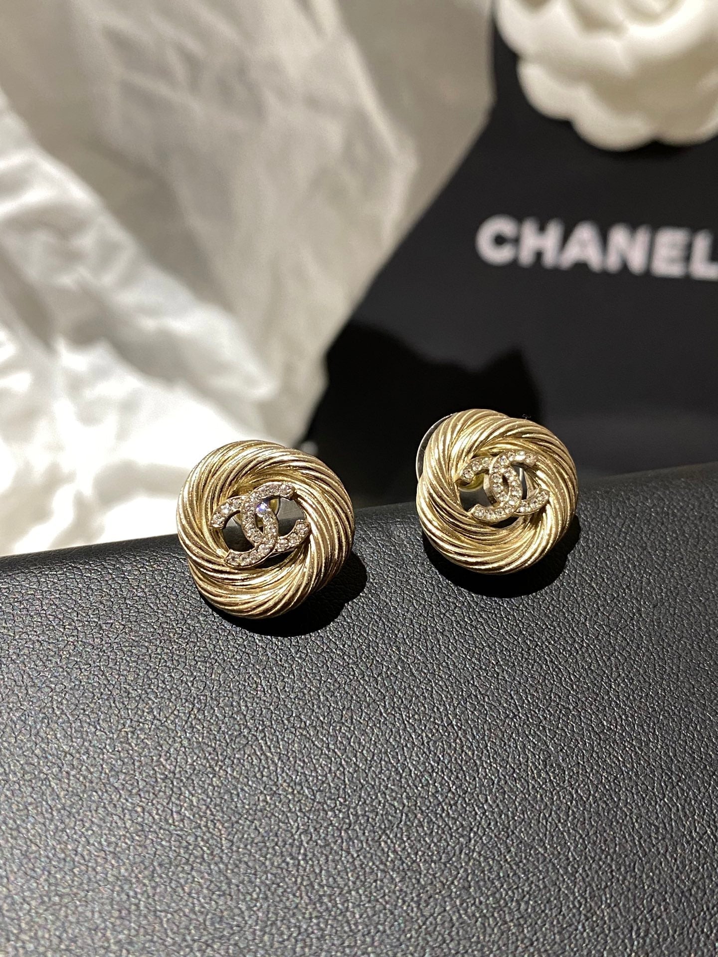 Chanel Twist Gold Diamond Double C Earrings