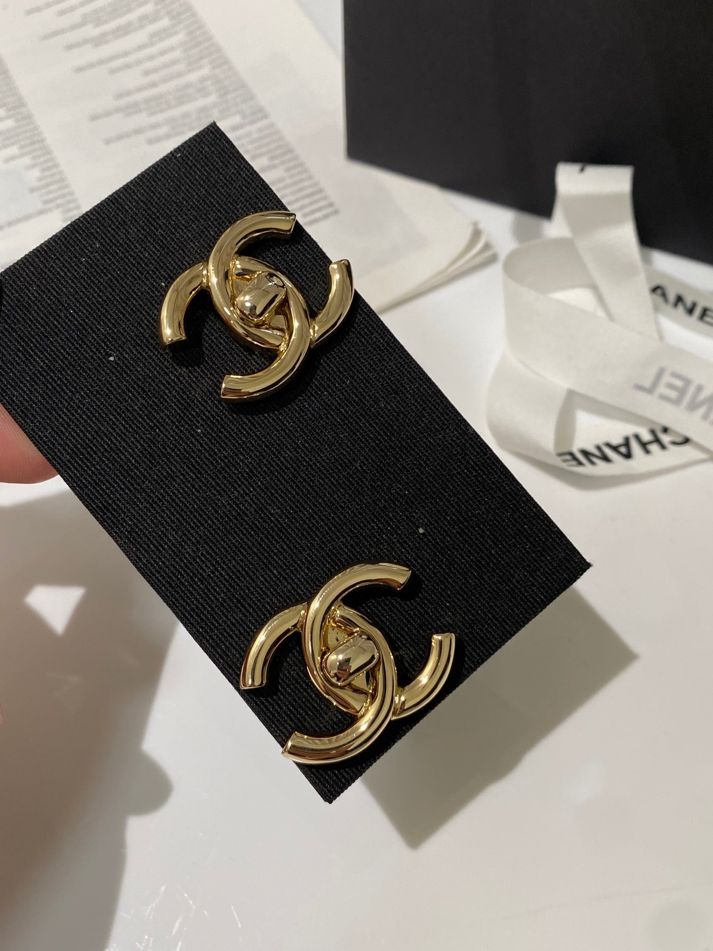 Chanel Double C Large Backpack Gold Earrings