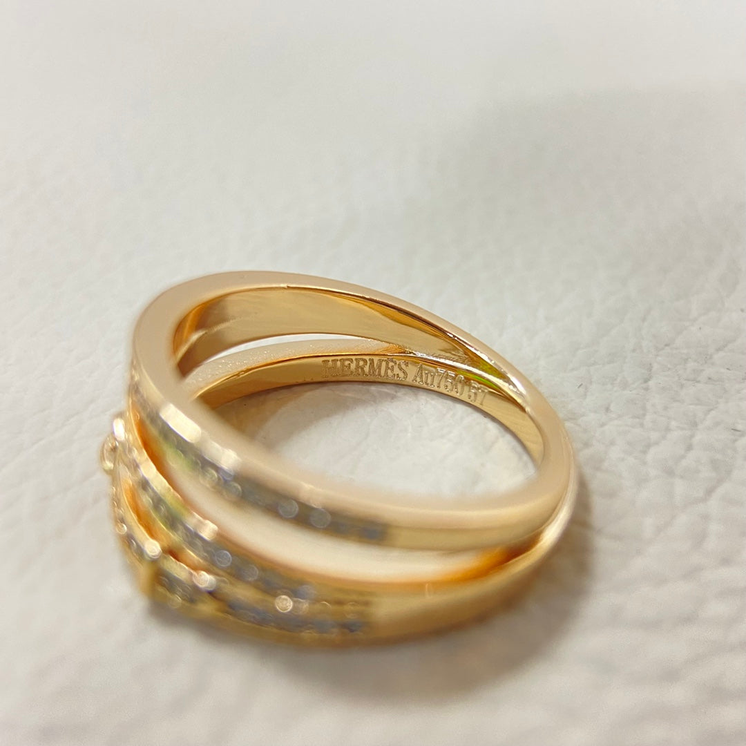 HERMES HM Buckle Diamond 3 Ring
