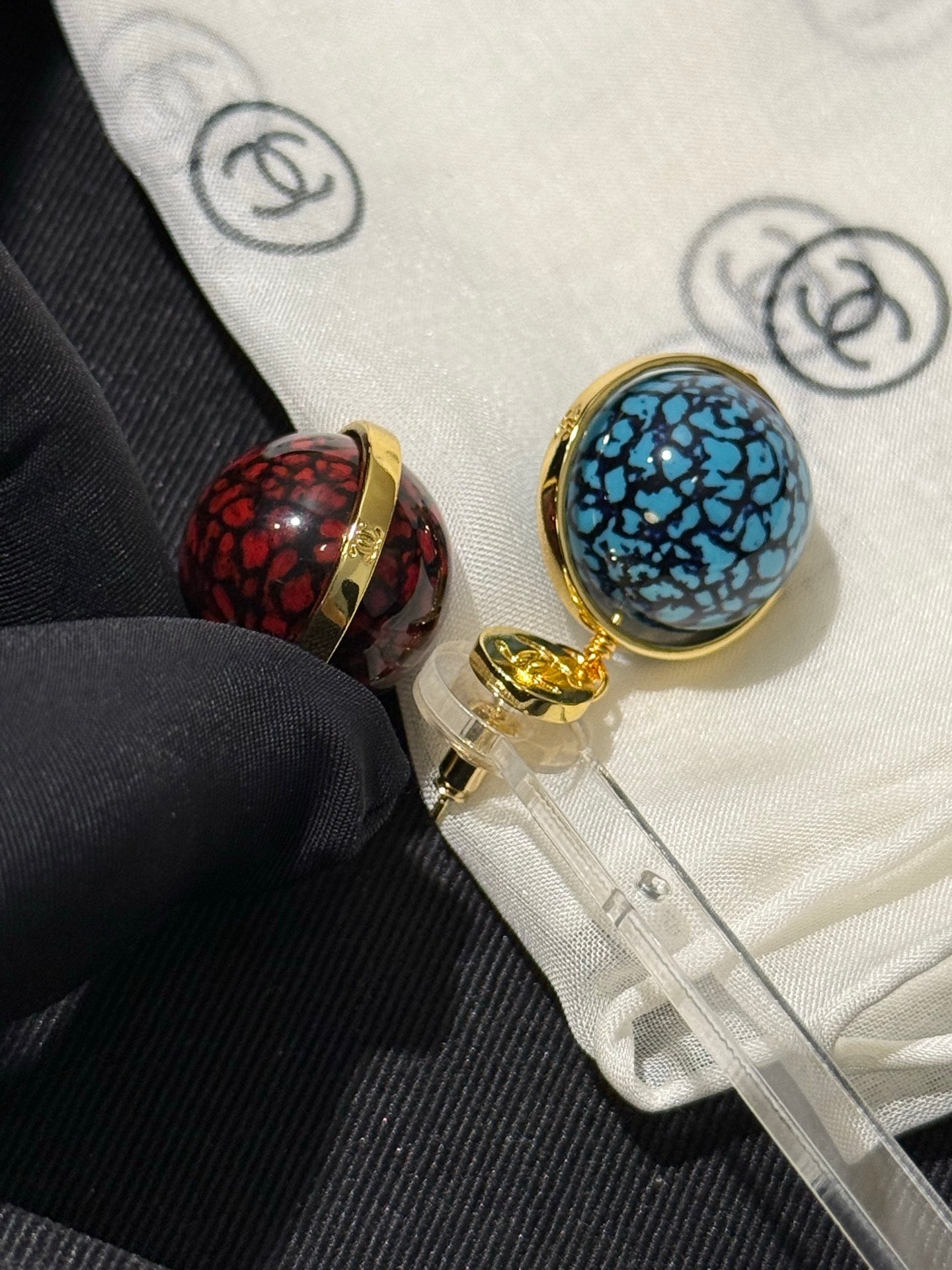 Chanel 2026 Colorful Gilded Sphere Planet Gold Bean Double C Earrings