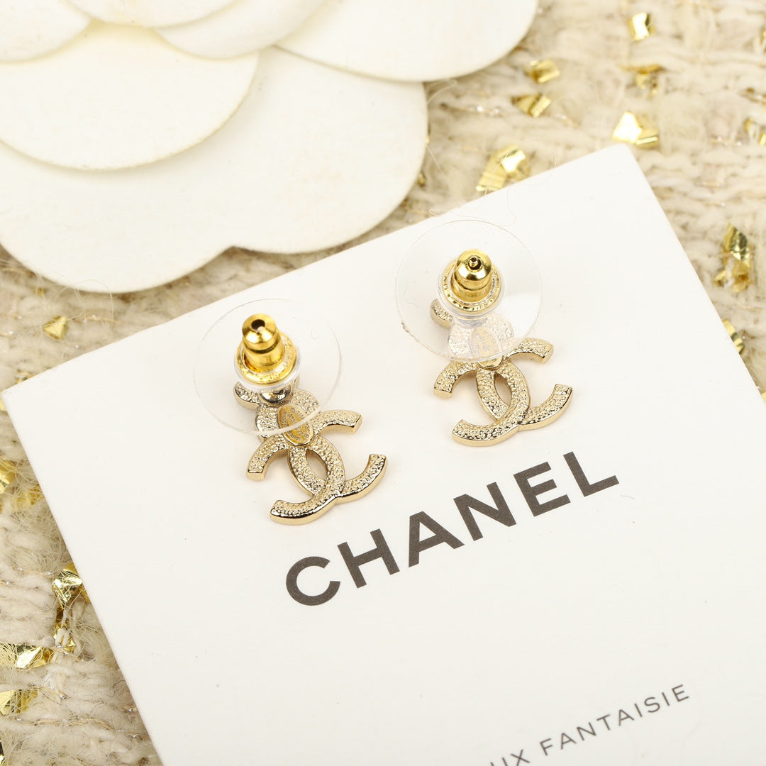 Chanel Fragrant Flower Double C Gold Earrings