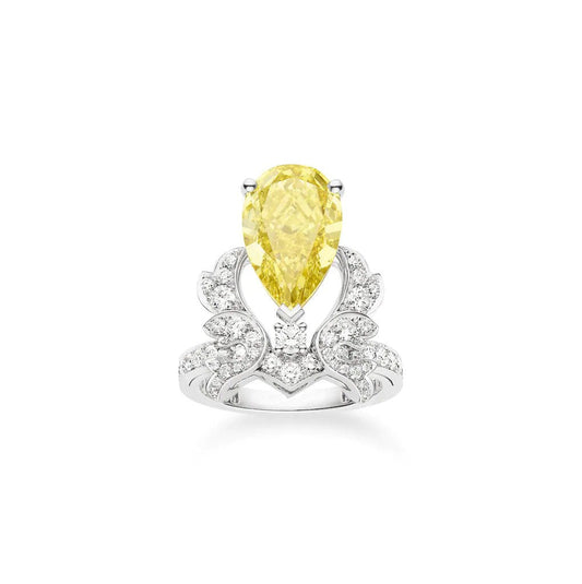 CHAUMET SOIR DE FETE YELLOW DIAMOND SILVER RING