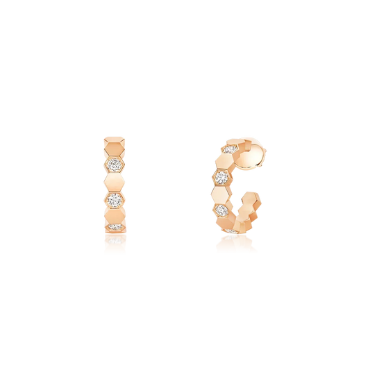 CHAUMET HONEE PINK GOLD DIAMOND HOOP EARRINGS