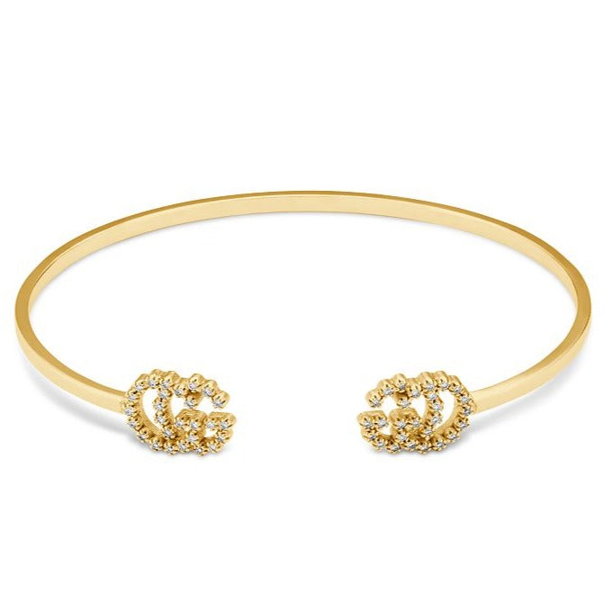 GUCCI GOLD RUNNING DIAMOND LOGO BANGLE BRACELETS