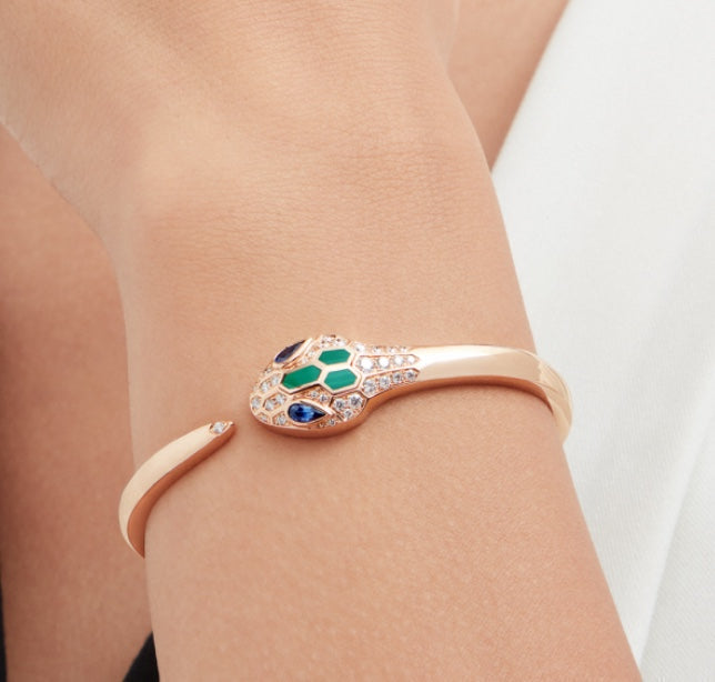 BVLGARI SERPENTI BRACELET PINK GOLD DIAMONDS OPEN