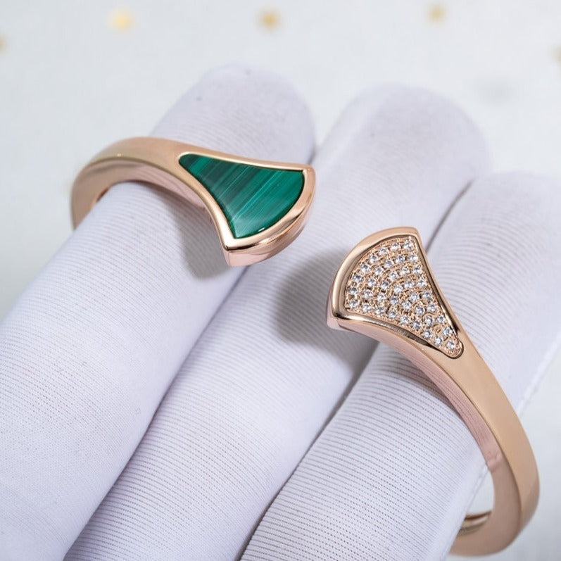 BVLGARI DREAM BRACELET OPEN MALACHITE PINK GOLD