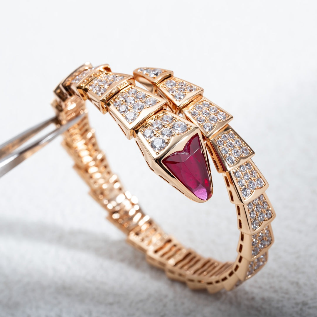 BVLGARI SERPENTI BRACELET 8MM PINK GOLD DIAMOND