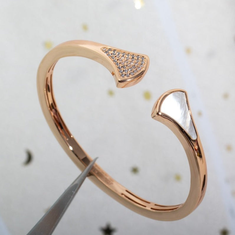 BVLGARI DREAM BRACELET OPEN PINK GOLD MOP DIAMOND