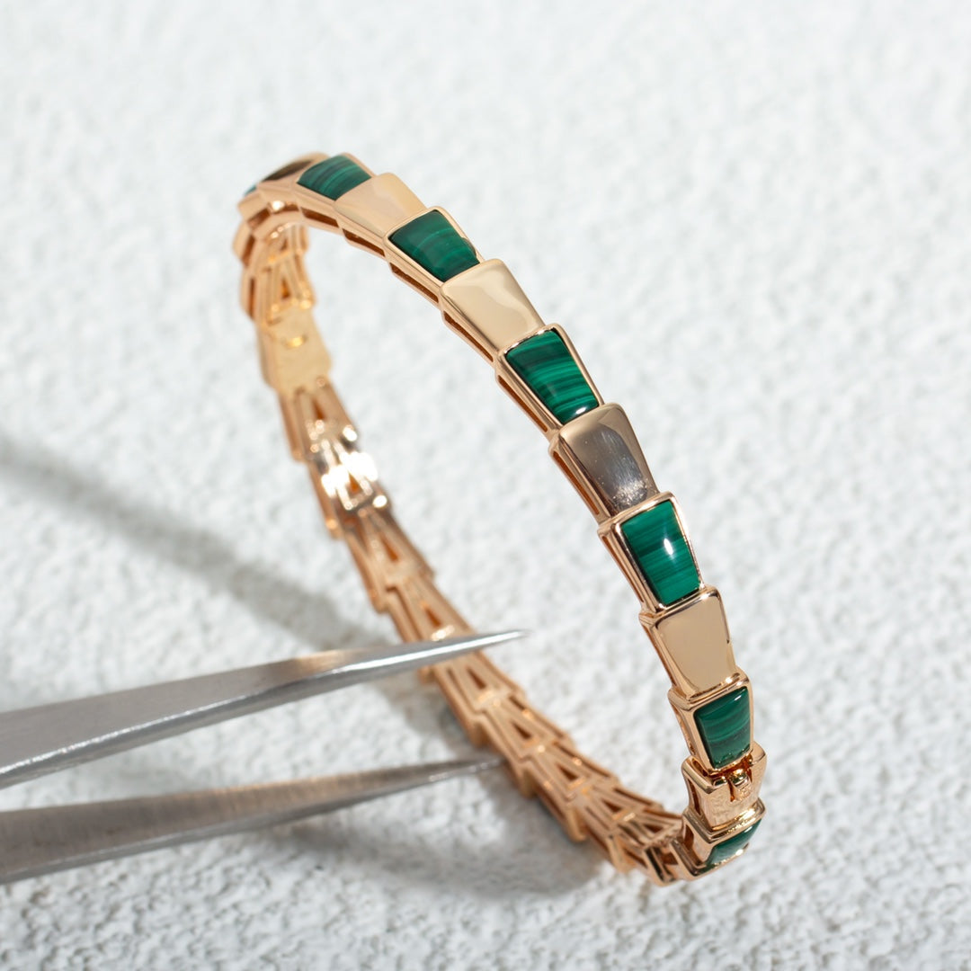BVLGARI SERPENTI BRACELET PINK GOLD MALACHITE