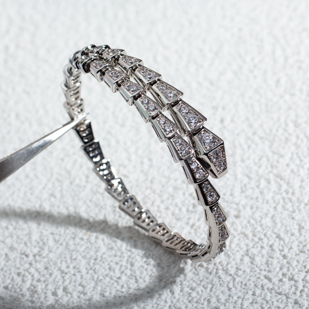 BVLGARI SERPENTI BRACELET 6MM SILVER DIAMOND