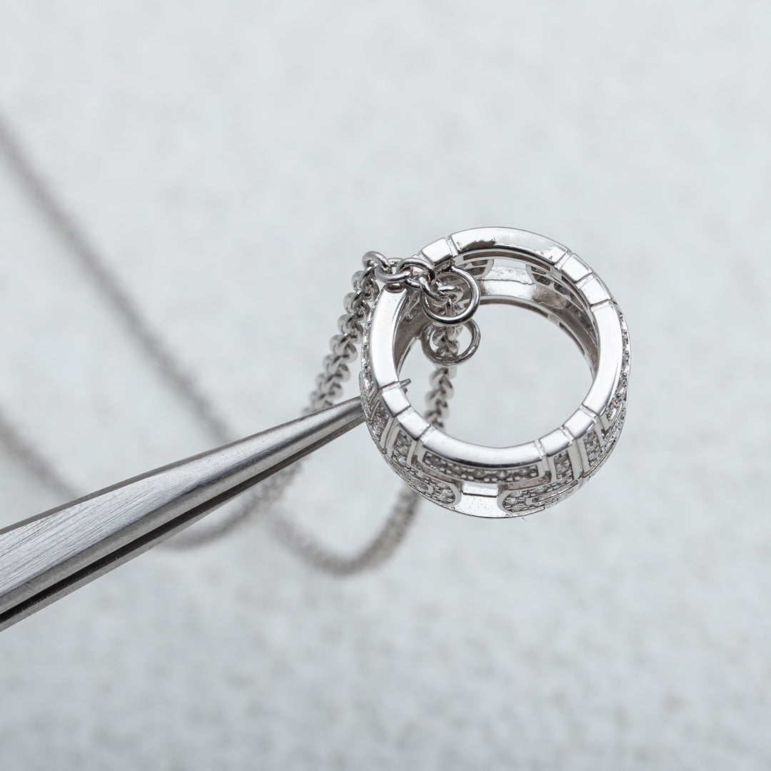 BVLGARI PARENTESI NECKLACE SILVER DIAMOND