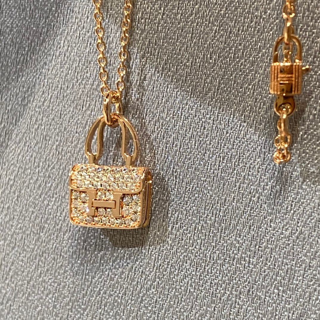 HERMES CONSTANCE PEDANT DIAMOND NECKLACE