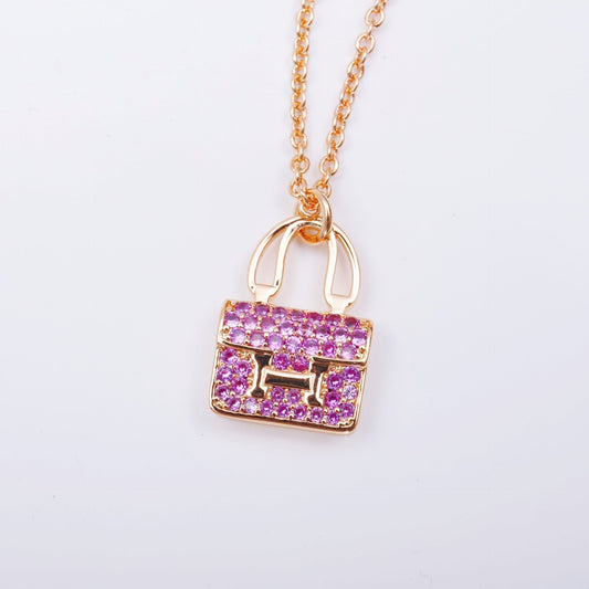 HERMES CONSTANCE PEDANT PURPLE DIAMOND NECKLACE