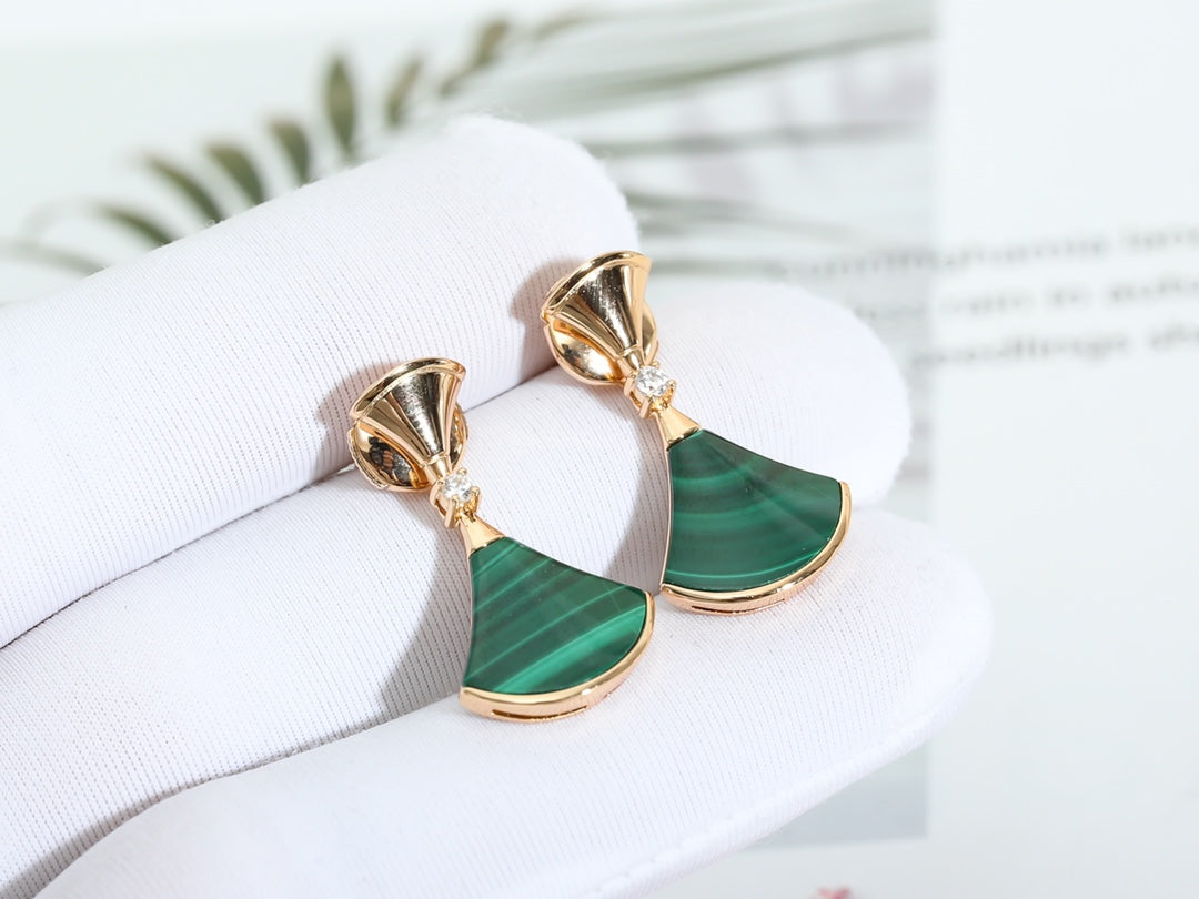 BVLGARI DREAM MALACHITE PINK GOLD EARRINGS