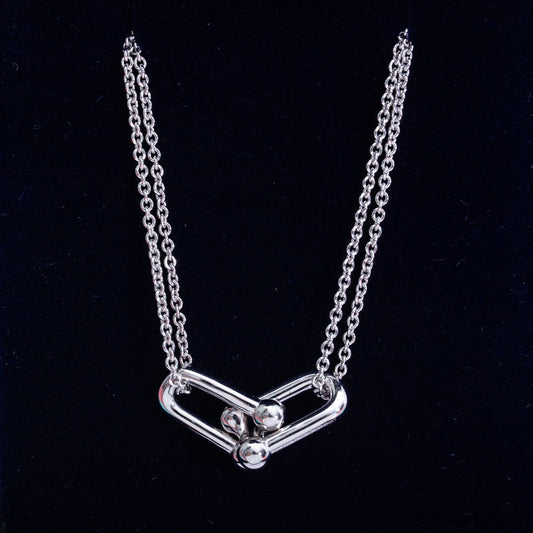 TIFFANY HARDWEAR DOUBLE LINK PEDANT SILVER NECKLACE