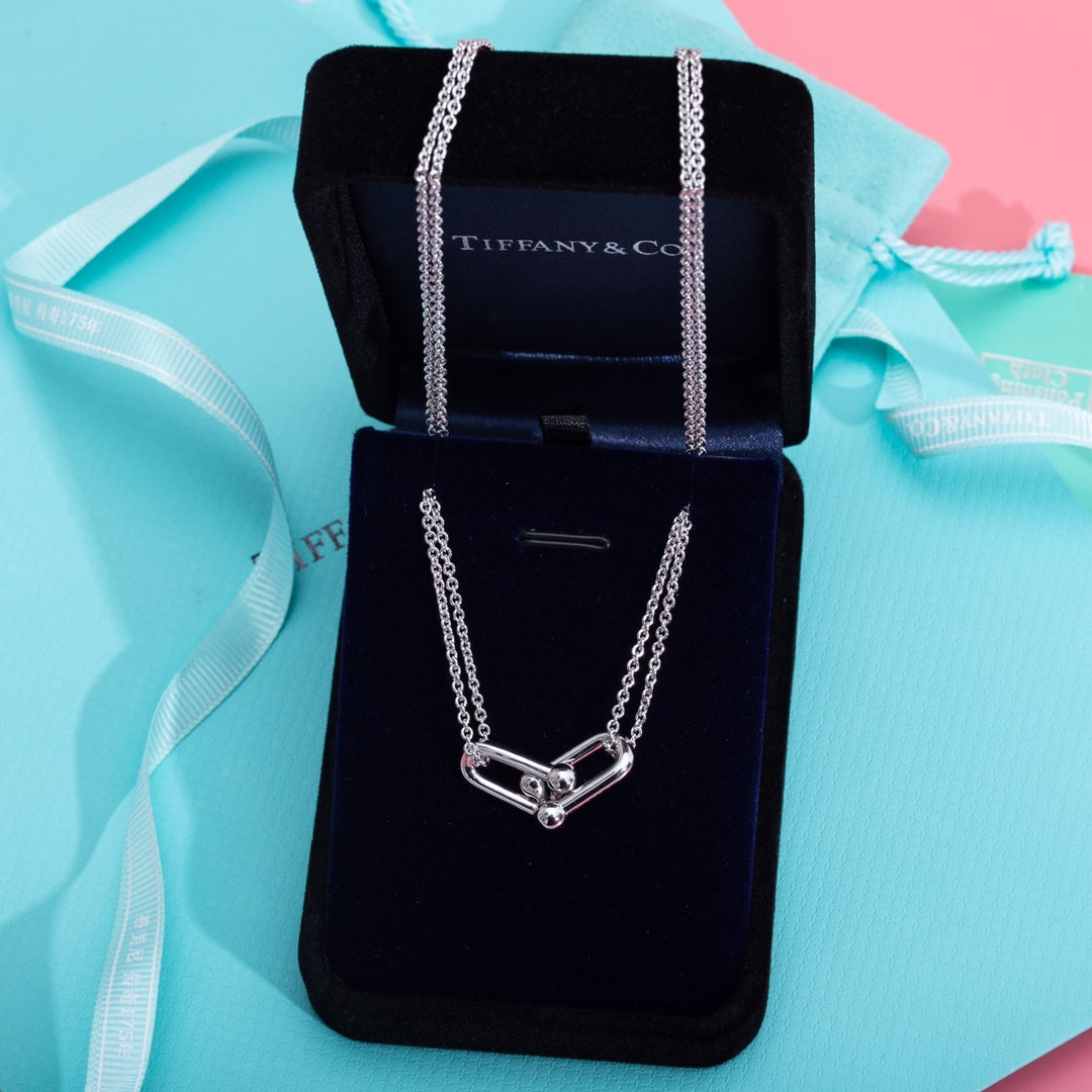 TIFFANY HARDWEAR DOUBLE LINK PEDANT SILVER NECKLACE
