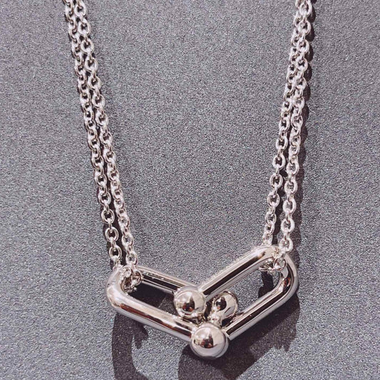 TIFFANY HARDWEAR DOUBLE LINK PEDANT SILVER NECKLACE