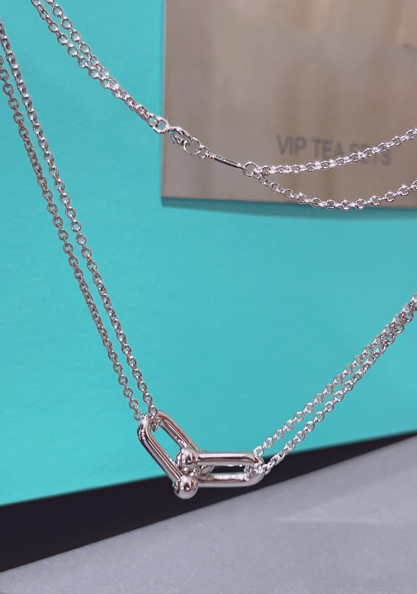 TIFFANY HARDWEAR DOUBLE LINK PEDANT SILVER NECKLACE