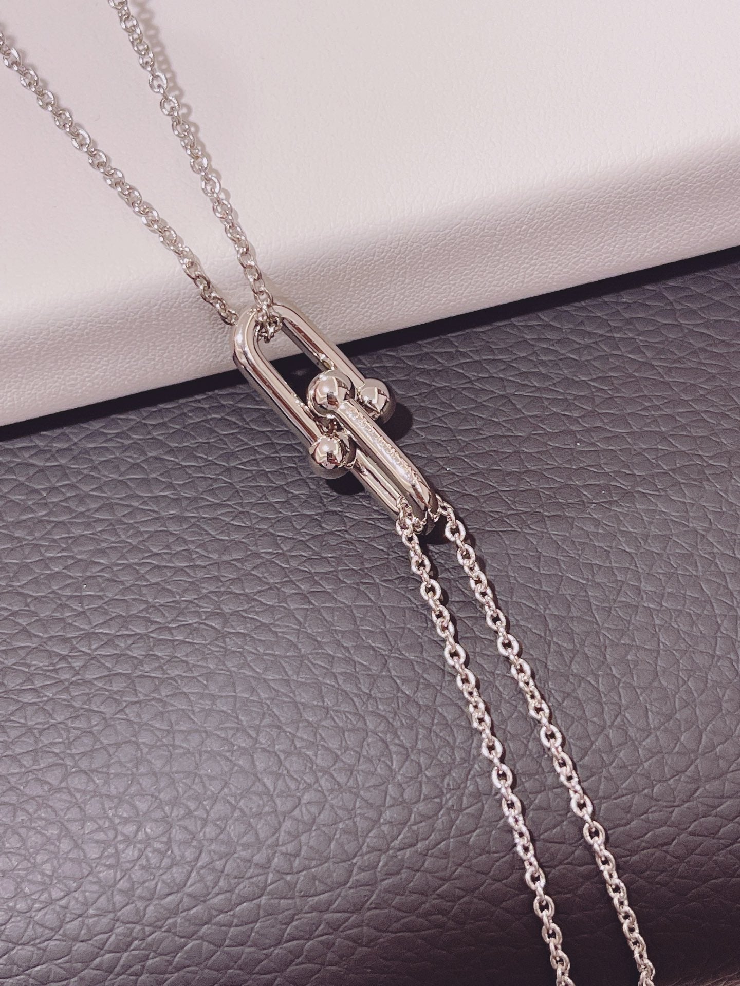 TIFFANY HARDWEAR DOUBLE LINK PEDANT SILVER NECKLACE