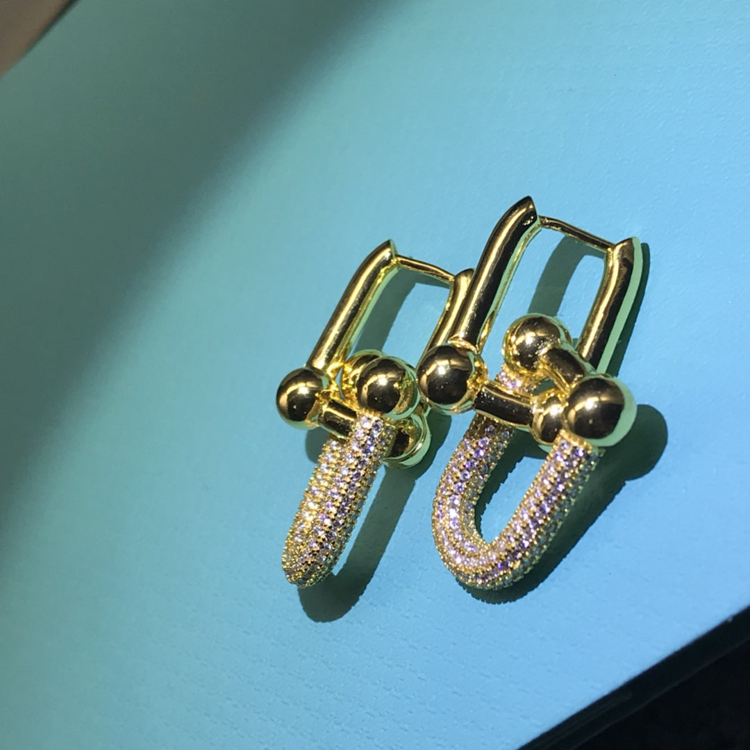 TIFFANY HARDWARE DROP EARRINGS DOUBLE LINK DIAMOND