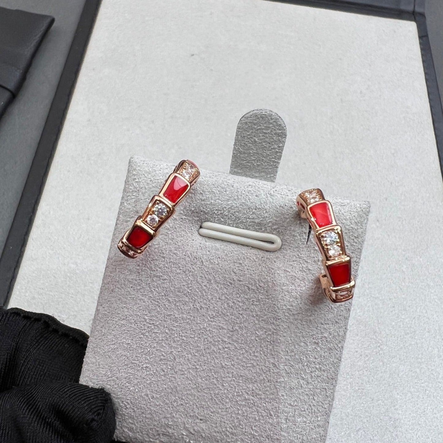 BVLGARI SERPENTI CARNELIAN PINK GOLD EARRINGS