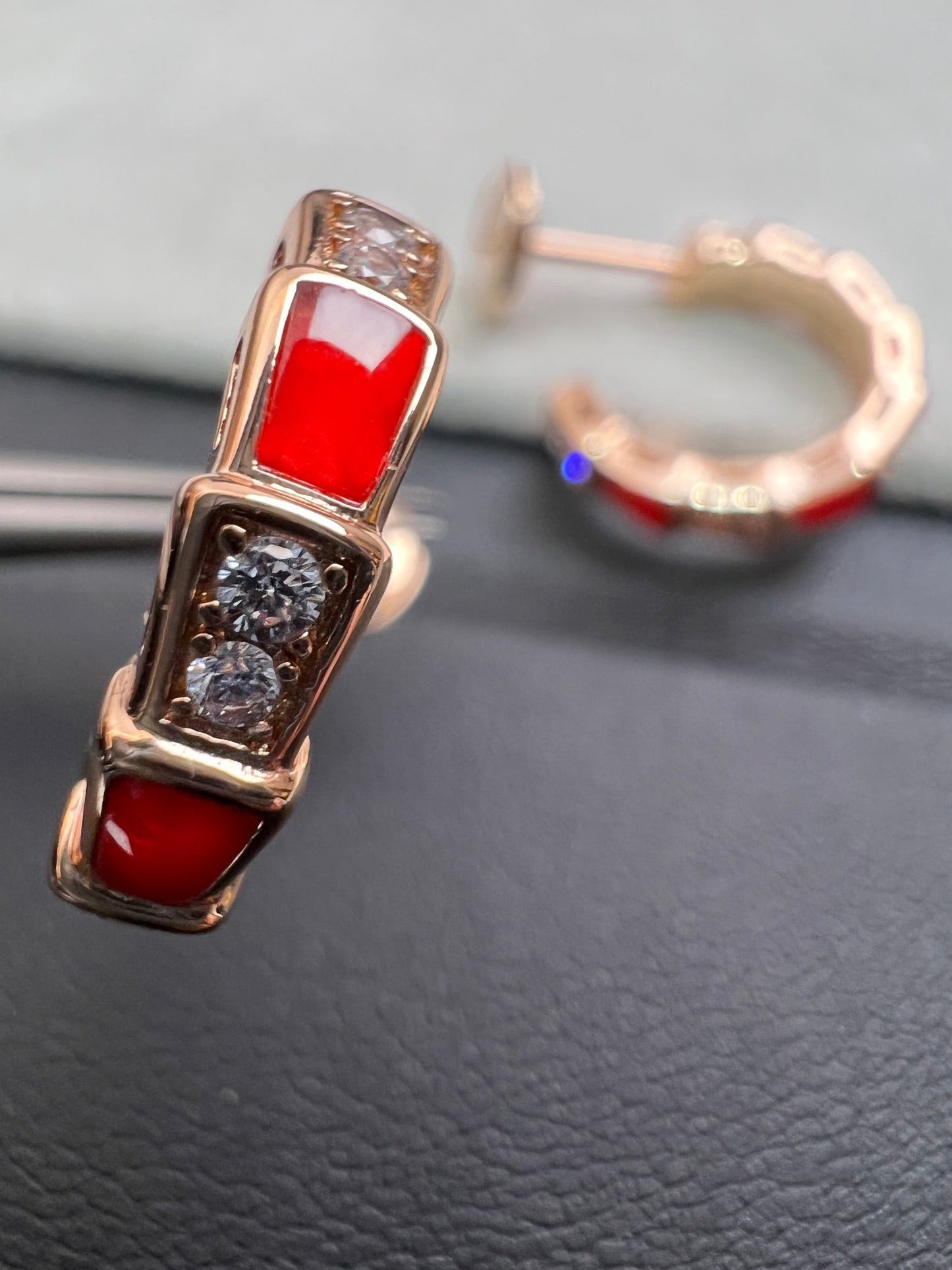 BVLGARI SERPENTI CARNELIAN PINK GOLD EARRINGS