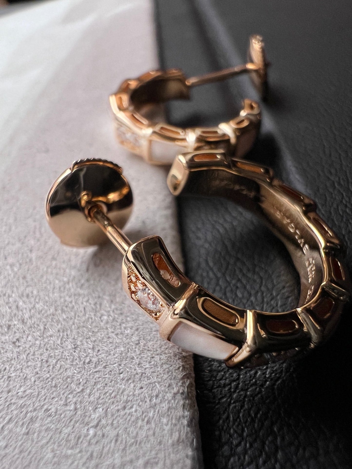 BVLGARI SERPENTI MOP PINK GOLD EARRINGS