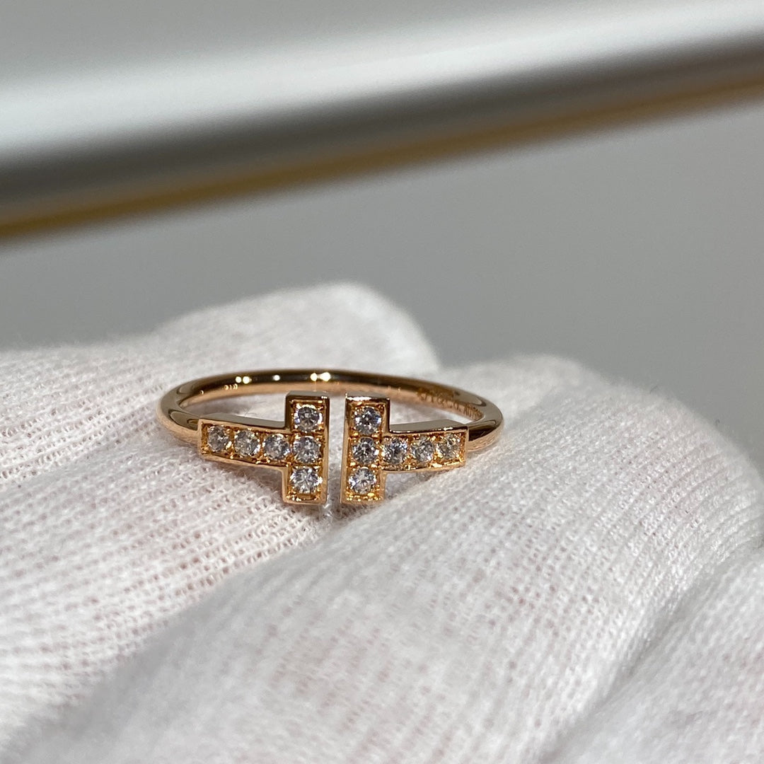 TIFFANY T WIRE RING DIAMOND PINK GOLD